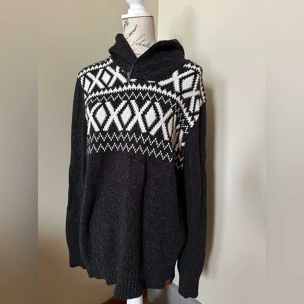 Elegant Black and White Turtleneck Sweater